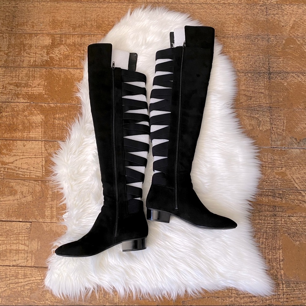 Nine West Over The Knee Black Microsuede Boots 9.5